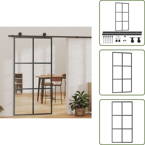 Schiebetür mit Beschlag ESG-Glas & Aluminium 102x205 cm - Schiebetür - Glasdoor - Alutür - Wohnzimmertüre - Garderobe Tür (1/5)