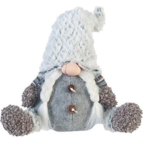 Rebecca Mobili Nano Decorativo Gnomo Svedese Grigio Stoffa Idea Regalo 35x16x24 (1/4)