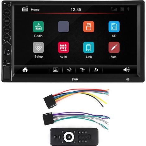 Écran tactile Bluetooth 7 pouces 2 DIN TFT MP5 autoradio HD stéréo radio SWM N6 pour Android iOS (1/5)