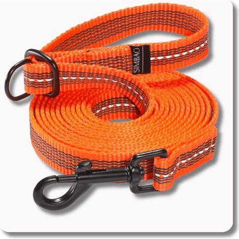 Guinzaglio antiscivolo regolabile con catarifrangente, arancione - 7 m, 82 mm - cane 25-50 kg (1/5)