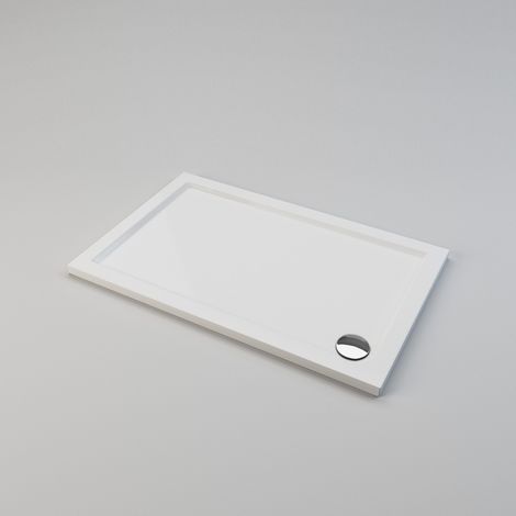ELEGANT 1200 x 760 x 40 mm Shower Tray Slimline Square Shower Enclosure Base Gloss White with Waste Trap