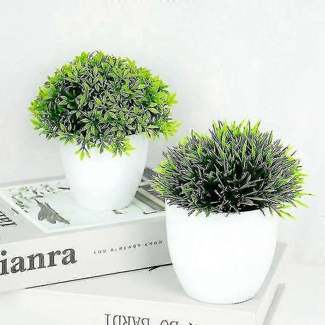 Plante artificielle en pot, bonsaï vert, petit arbre, plante d'herbe en pot, décoration, fausse fleur, jardin d'intérieur (1/5)