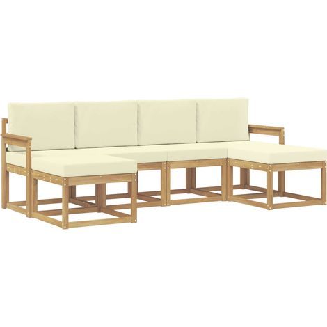 Set di divani da esterno 6 pcs Bianco e Crema Poliestere vidaXL
