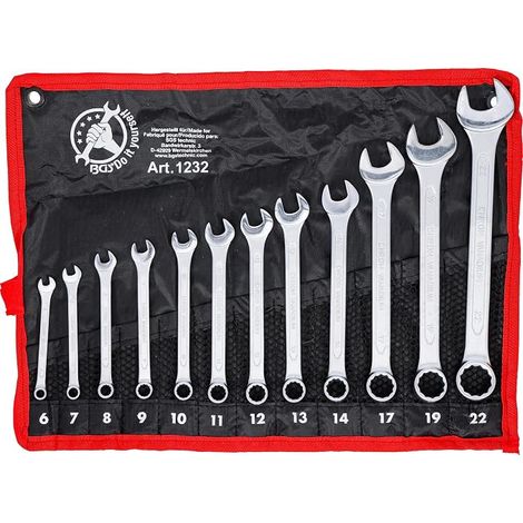 KRAFTMANN 1232 CLÉ MIXTES, NOIR/ARGENT, SET DE 12 PIÈCES