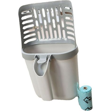 Pelle à litière pour chat, poubelle Portable et amovible, pelle à excréments avec sac de grande capacité pour l'intérieur et l'extérieur (1/5)