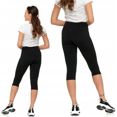 Leggings deportivos de cintura alta 3/4 para mujer, tallas grandes, Moraj XXL, color negro (1/5)
