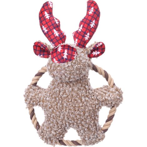 Caribou Krola et Anneau Brun 29 cm jouet Noel pour chien - Flamingo (1/3)