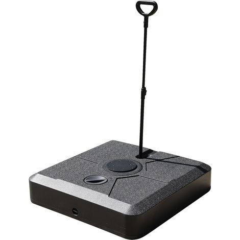 Pied de parasol rechargeable, enroulable, 140 kg, dimensions 85 x 85 x 19,5 cm, noir, pied de parasol avec roulettes pour grands parasols déportés et parasols déportés, mobile (1/5)