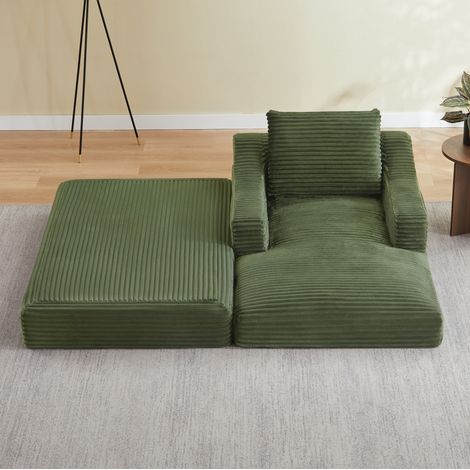 Divano letto singolo lounge in schiuma verde OKMYHOME (1/5)