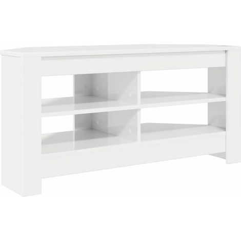 Meuble TV  Banc TV  Armoire TV d'Angle Blanc brillant 102 x 40,5 x 45 cm (1/5)