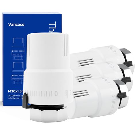 4 Pièces M30×1,5 mm Tête Thermostatique Radiateur, Thermostat Radiateur Blanc, Robinet Thermostatique Radiateur avec Protection Contre Le Gel (1/5)