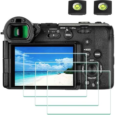 Lot de 3 + 2 protections d'écran pour appareil photo Sony FX2 et griffe - 0,3 mm - Dureté 9H - Anti-rayures, anti-traces de doigts et anti-bulles