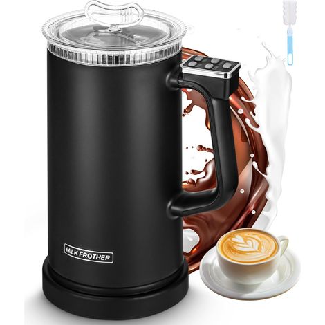 Mousseur à Lait Électrique,Mousseurs à Lait Automatiques Mousse 4 en 1, 600ML,Lait Chaude et Froid,Chauffer Mousseur Lait Chauffe,Lait Électrique Pour le Café,Cappuccino,Latte (1/5)