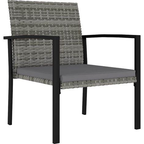 Maison Exclusive - Garten-Essstühle 2 Stk. Poly Rattan Grau (1/5)