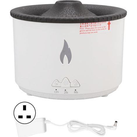 Diffuseur d'arôme flamme noire craquelée 100-240V prise UK, humidificateur brume fumée anneau à ultrasons pour maison, nébuliseur jelly de mer (1/5)