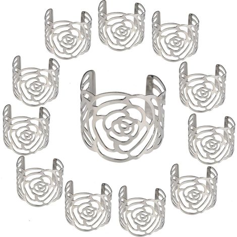 Lot de 12 ronds de serviette en métal ajouré. (1/5)