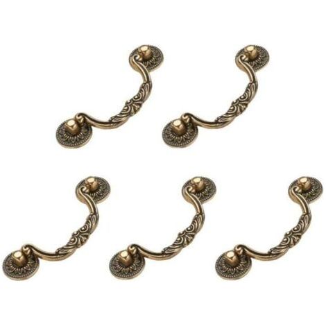 Set di 5 maniglie per porte o pomelli per mobili in bronzo vintage, stile antico, per ante di mobili da cucina.