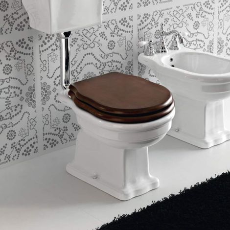 Abattant WC pour vase Hidra Ellade 45-47,5 x 36 cm Abattant WC en noyer fonce' avec charnie'res re'glables et sie'ge en fonte de bois