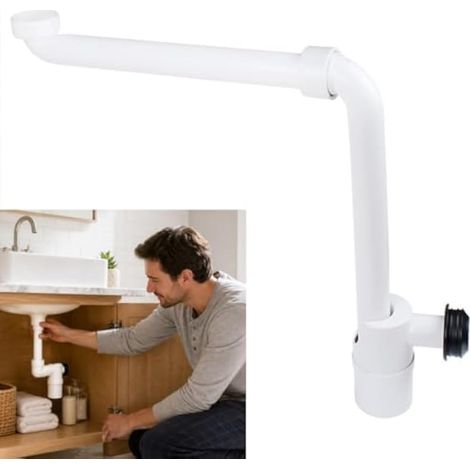 Siphon Économiseur d'Espace pour Lavabo Siphon G 1/4" pour Salles de Bains Bouchon de Vidange Réglable à 360° Bouchon de Vidange Compact pour Salle de Bains Tuyau de Vidange Flexible (1/5)