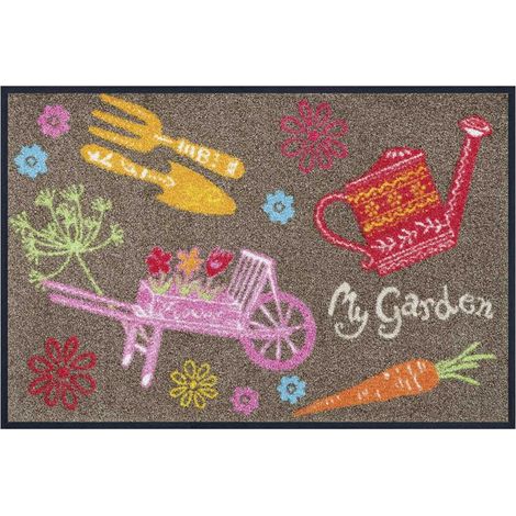 Paillasson MARDEN 50x75 marron tissé motif floral