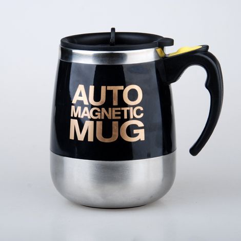 Vaso mezclador totalmente automático, recargable por USB, vaso magnético portátil, vaso de café magnético giratorio eléctrico, vaso magnético a pilas – negro, 400 ml (1/5)