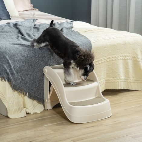 Échelle Pliante Marches Chiens Chats Lit Canpé Crème Animaux Compagnie 49x38x38cm