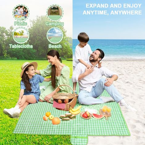 Couverture de pique-nique 200x200cm, nappe de pique-nique, tapis de plage, imperméable, pliable avec poignée, convient pour les jardins, les tables à manger, les barbecues, la randonnée, les voyages, - 4