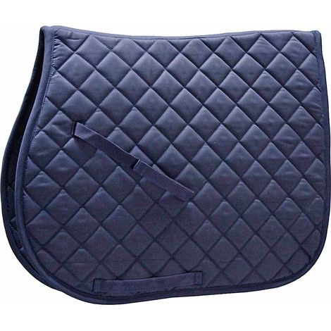 poney, Bleu marine: Selle anglaise rectangulaire en coton anatomique avec un édredon en losange doux