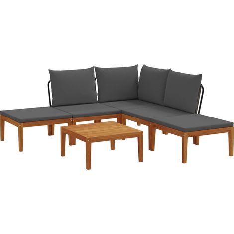 6 pz Legno massiccio di acacia e corda Naturale vidaXL (1/5)