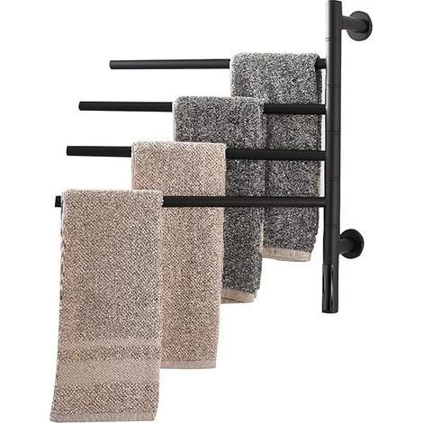 TAISHENGDA-Sèche-Serviettes Électrique,Pivotant à 180 ° Porte-Serviettes Chauffant,Chauffe-Serviettes électrique Mural avec Thermostat(45-70℃) Minuterie, Écran LED,54x50cm,Noir (1/5)