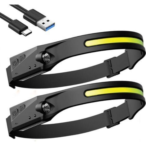 Lampe Frontale LED Rechargeable, 2Pcs Torches Frontales de Course Étanches, Lampe Frontale avec Fonction de Capteur Sensible et 5 Modes, Adaptée à la Randonnée, Camping et à la Pêche (1/5)