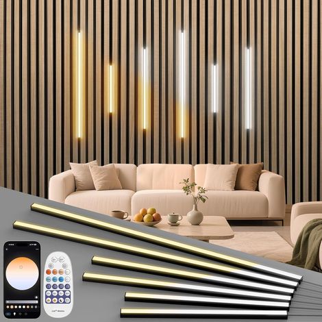 Led Pour Panneau Acoustique Bois, 6 Pack 2700K-6500K Blanc Chaud à Blanc Froid Gradable Ruban Led Autocollant Ruban Led Panneau Tasseau Bois (462+602+902cm) (1/5)