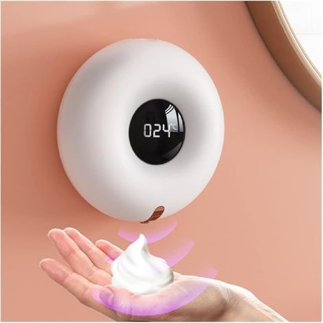 Dispensador automático de jabón, dispensador de jabón de pared, dispensador de jabón líquido, dispensador de jabón en espuma, sin contacto, IPX7, sensor infrarrojo, carga tipo C (300 ml, blanco) (1/5)