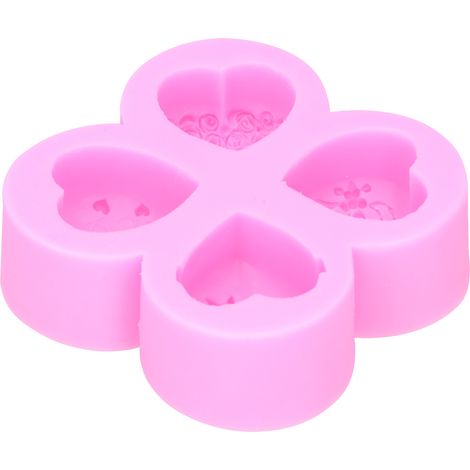 Moule en silicone DIY à 4 cavités en forme de cœur pour gâteaux, chocolat, savon et pansements d'aromathérapie (1/5)