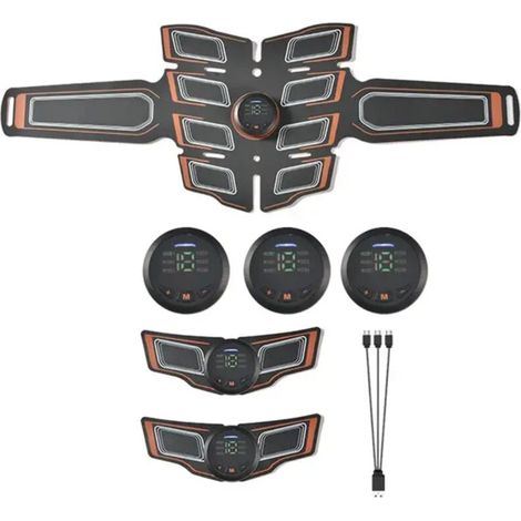 Abdominal electrical muscle stimulation (EMS) device with USB connection - Muscle toning and training device - Electro-stimulator massager 01566-AquaForge
