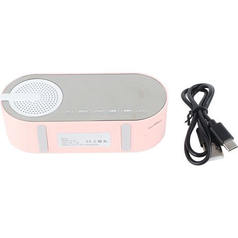 Enceinte Bluetooth 5.0 avec Horloge Numérique, Radio FM, Lumières Colorées et Grave Puissante - Rose (1/5)