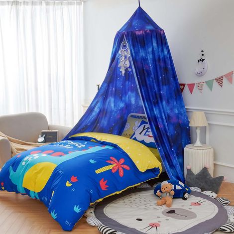 Housse de lit suspendue moustiquaire voyage pour enfant dôme rond princesse cm étoiles 65 violettes (1/5)