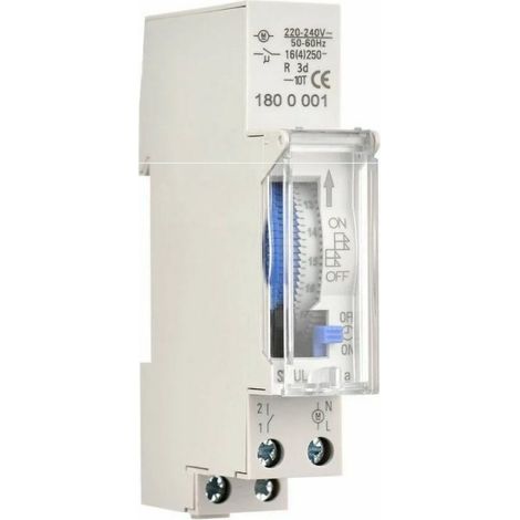 Minuterie mécanique de 24 heures Minuterie minimale de 15 minutes Montage sur rail Batterie intégrée, SUL180a AC220-240V Gris - SUL180a AC220-240V Gris (1/3)