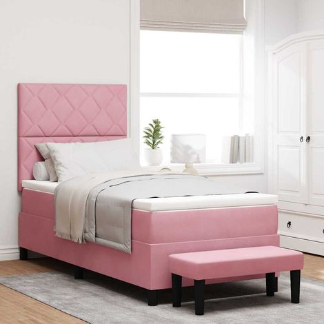 Letto a molle con cuscino Rosa 200 x 100 cm Velluto vidaXL (1/5)