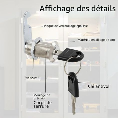 Cerradura Buzon Box Locks, Letters with 30 mm Cylinder, with 4 Different Lock Plates for Furniture, Cabinets, Motorhomes and DIY (1/4)