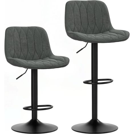 Charcoal Grey Linen-Look Bar Stools-Set of Two for Stylish Home Decor and Comfortable Seating (1/5)