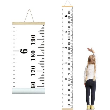 Toise Enfants - Bois Massif - Graduation Millimétrique - Pour Chambre Enfant - 60 cm à 180 cm - 1 Pièce (1/5)