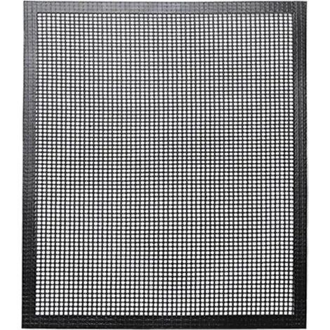 Grillmatte, wiederverwendbare Antihaft-Grillmatte zum Grillen von Fleisch und Gemüse, 40 x 33 cm, schwarz mit erhöhtem Rand (1/5)