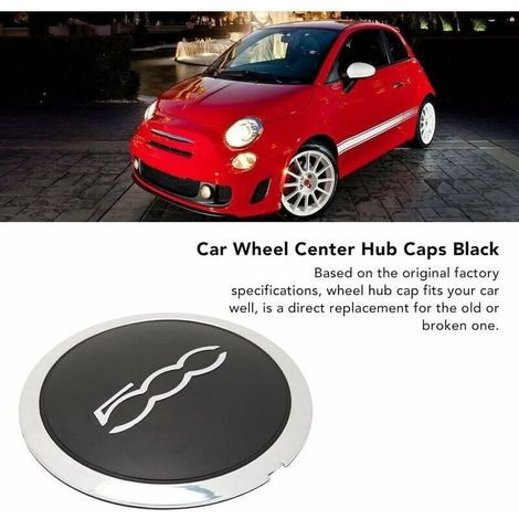 Schwarze Radnabenkappe mit Chromleiste – Direkter Ersatz für Fiat 500 (2012–2022) – Temperaturbeständiges ABS-Material – 68078419AC (1/5)