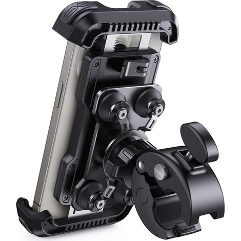 Support Téléphone Moto Anti-vibration - [Double Amortisseur] 360° Rotation, 1S Libération avec Un Bouton, Support Téléphone Vélo pour iPhone 17 16 15 14 13 Series, Huawei, 4,7-6,8" Smartphone (1/5)