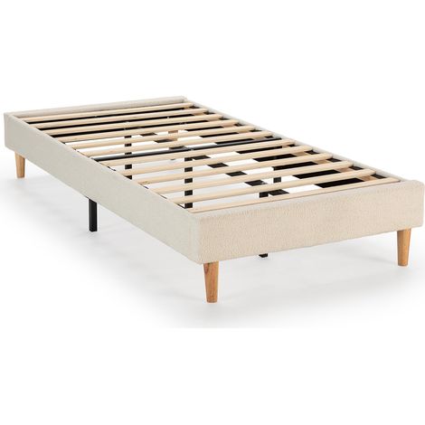 Base tapizada Niebla 90x190 cm tela borreguito Beige (1/5)