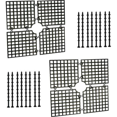 Grille Protection Pot Fleurs Cache - Découpables Protecteur Aavec Piquets pour L'Intérieur et L'Extérieur, 30x30cm, 2 Pièces, Noir