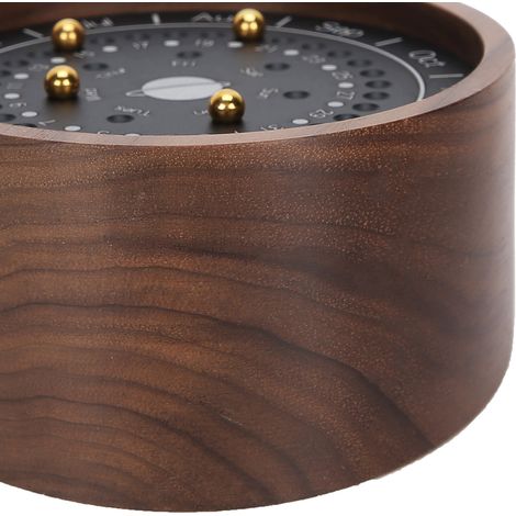 Calendario de escritorio decorativo de madera – diseño de reloj de sol planetario, 9,1 cm x 9,1 cm – nogal y aluminio (1/5)