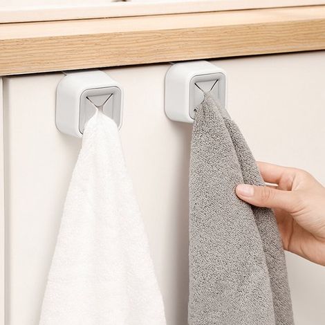 5 porte-serviettes gris auto-adhésifs à fixer au mur pour salle de bain et cuisine (1/5)