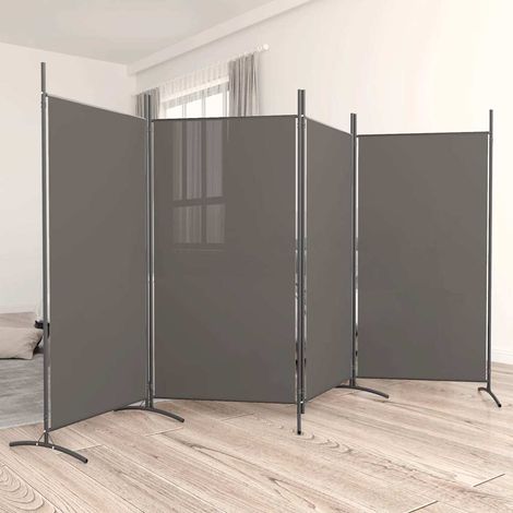 Cloison de séparation 4 panneaux, Paravent sur Pied, Séparation de pièce, Cloison mur écran Anthracite 346x180 cm Tissu GHJ12144 (1/5)